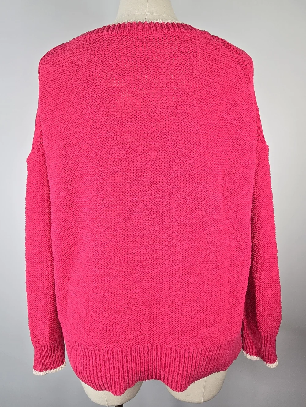 J.Crew Re-Imagined Tipped Beach Sweater Hot Pink Size XL